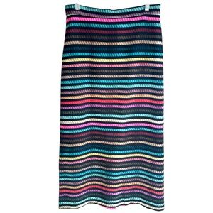 Gurbuz Collection Size 42 = US 12 Multi-Colored Striped Skirt Made in Turkey